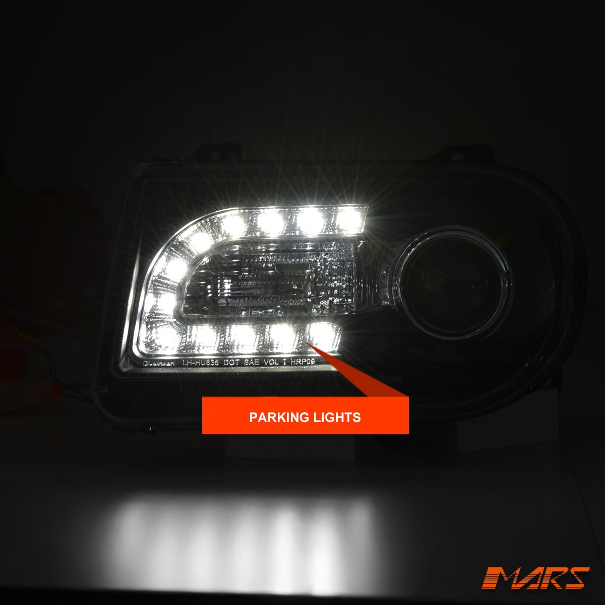Black DAY - TIME DRL Angel - Eyes Projector Head Lights for CHRYSLER 300C 300 2005 - 2012 - Mars Performance