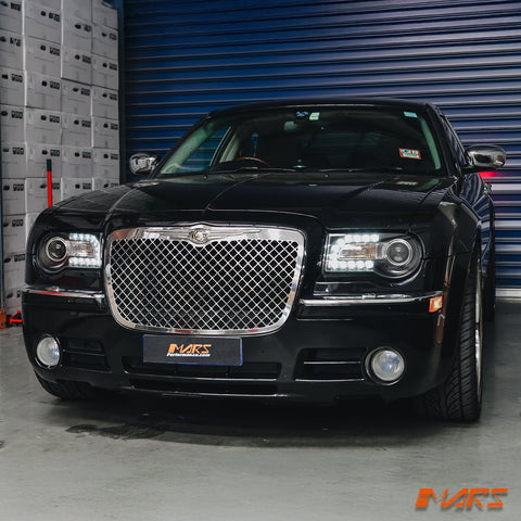Black DAY - TIME DRL Angel - Eyes Projector Head Lights for CHRYSLER 300C 300 2005 - 2012 - Mars Performance