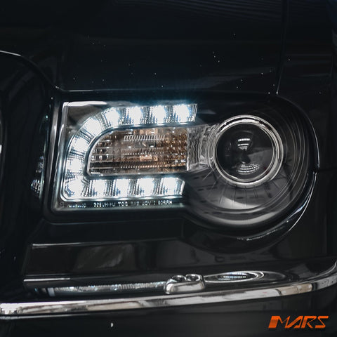 Black DAY - TIME DRL Angel - Eyes Projector Head Lights for CHRYSLER 300C 300 2005 - 2012 - Mars Performance