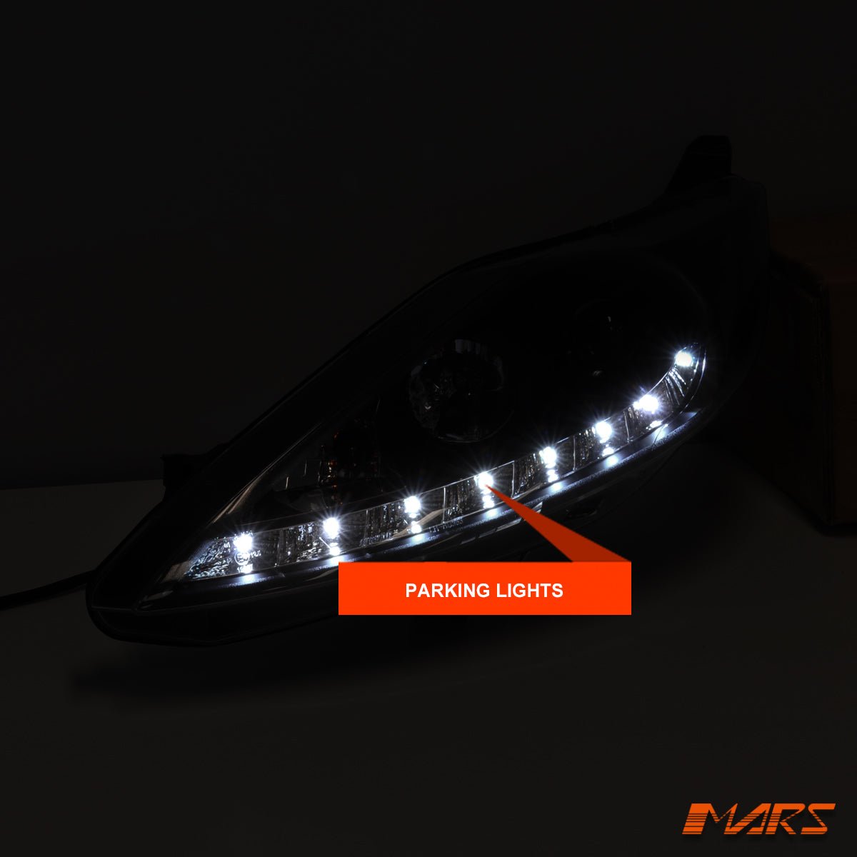 Black Day - Time LED DRL Style Projector Head Lights for Ford Fiesta 2009 - 2013 WS WT - Mars Performance