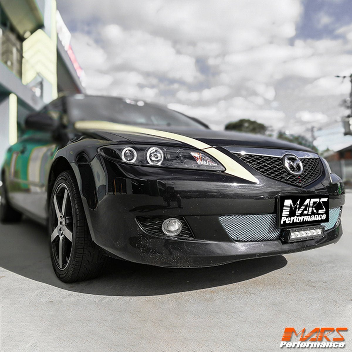 Black DRL LED & CCFL Angel - Eyes Projector Head Lights for Mazda 6 Sedan & Hatch 2002 - 2007 - Mars Performance