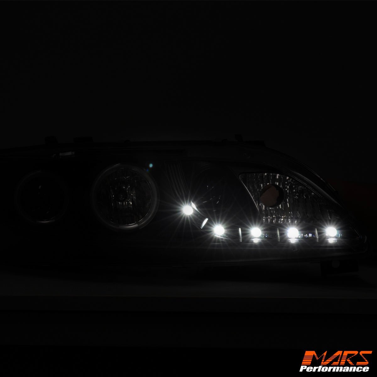 Black DRL LED & CCFL Angel - Eyes Projector Head Lights for Mazda 6 Sedan & Hatch 2002 - 2007 - Mars Performance
