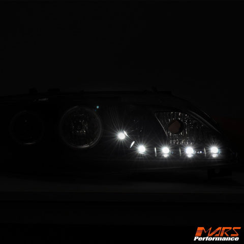 Black DRL LED & CCFL Angel - Eyes Projector Head Lights for Mazda 6 Sedan & Hatch 2002 - 2007 - Mars Performance