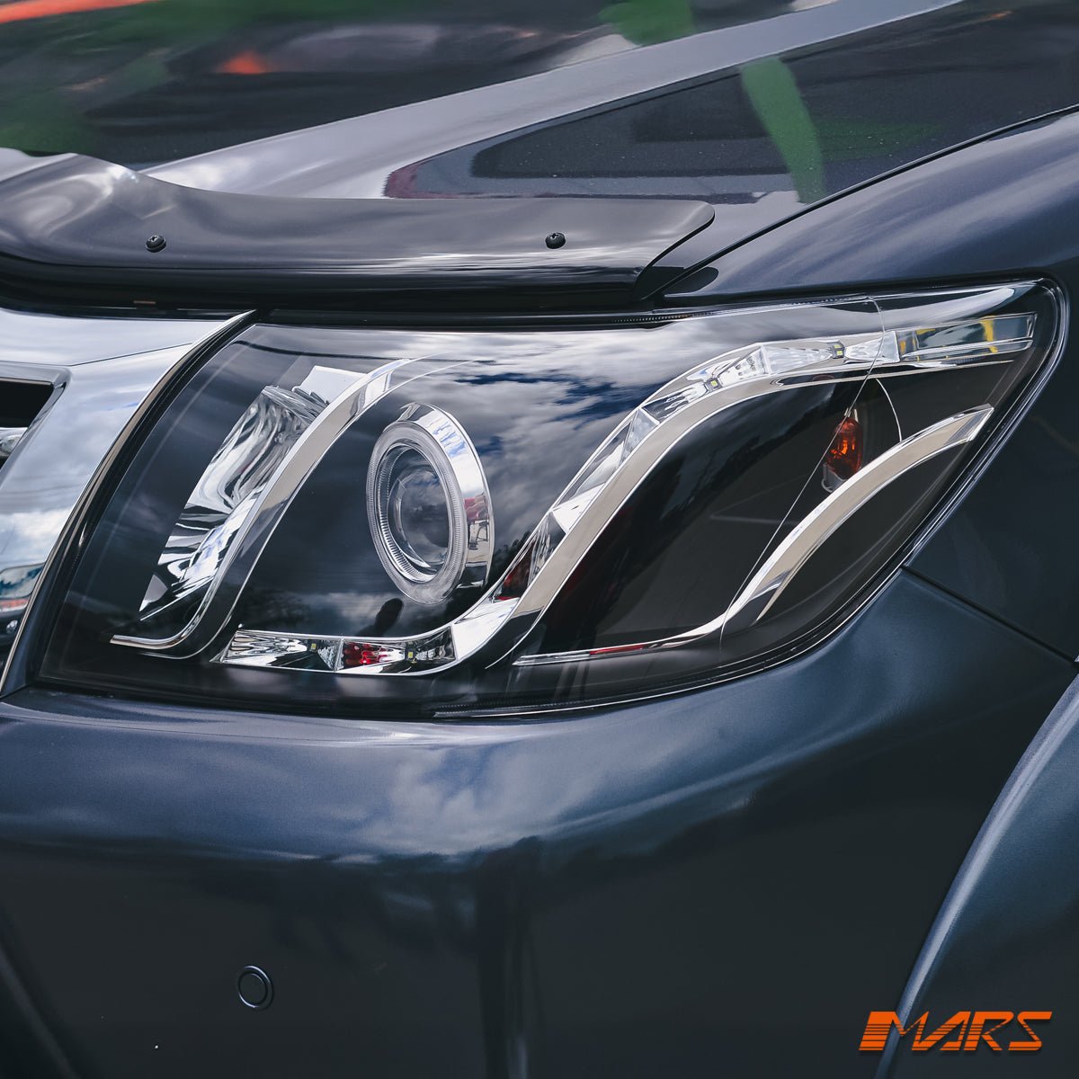 Black DRL LED & CCFL Angel Eyes Projector Head Lights for Toyota Hilux 2011 - 2015 VIGO KS UTE PICK UP - Mars Performance