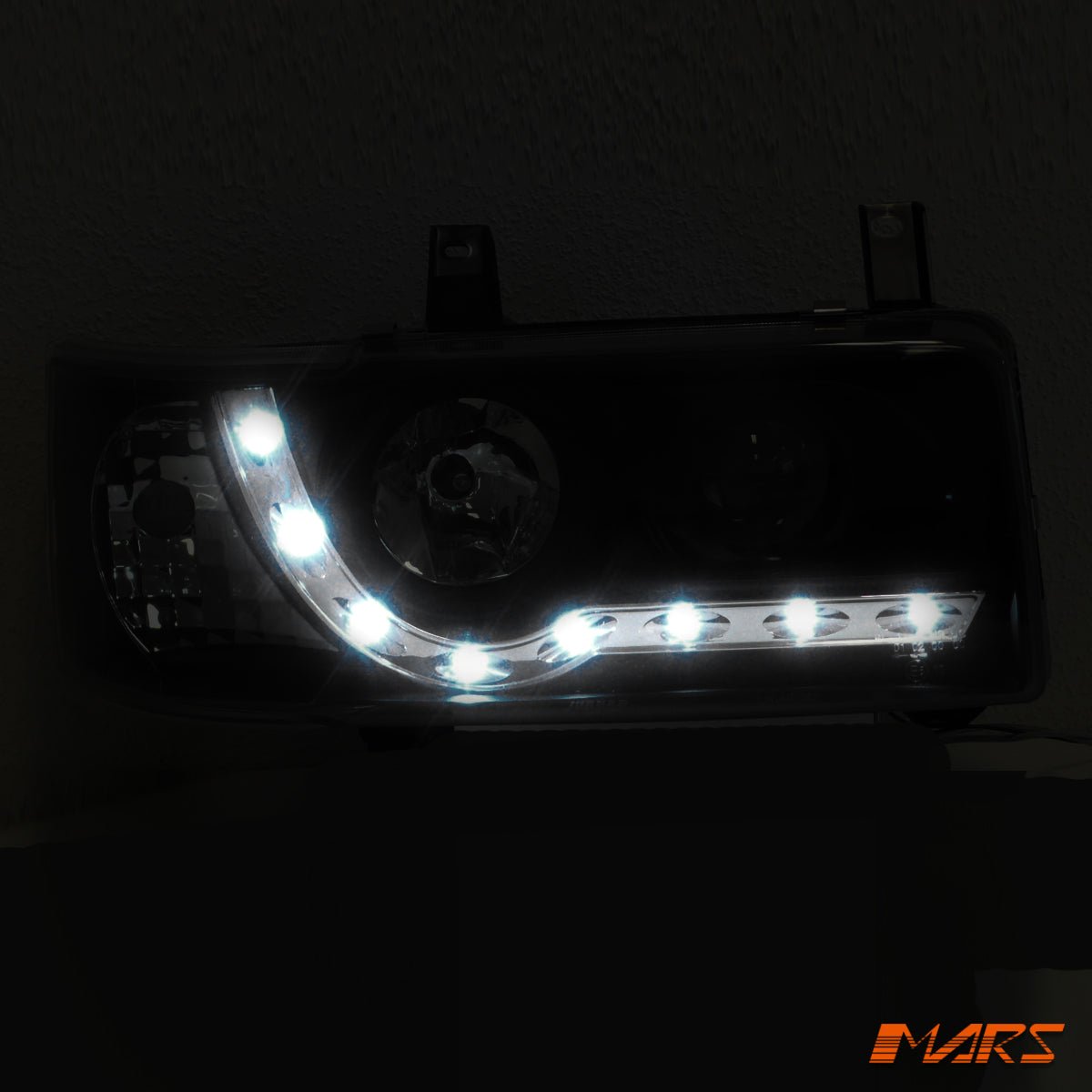 Black DRL LED Day Time Projector Head Lights for VolksWagen VW Transporter T4 VAN 1994 - 2003 - Mars Performance