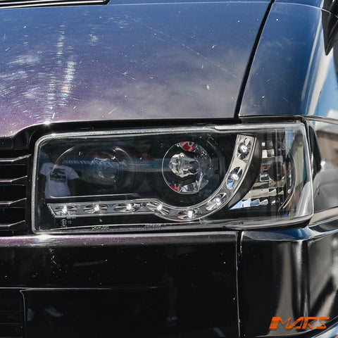 Black DRL LED Day Time Projector Head Lights for VolksWagen VW Transporter T4 VAN 1994 - 2003 - Mars Performance