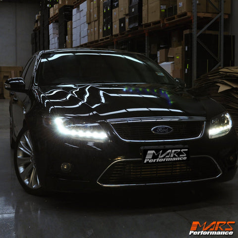 Black DRL LED Head Lights for Ford FPV Series 1 Falcon FG Sedan & Ute - Mars Performance