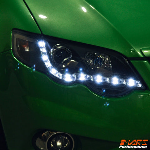 Black DRL LED Head Lights for Ford FPV Series 1 Falcon FG XR6 & XR8 Sedan & Ute - Mars Performance