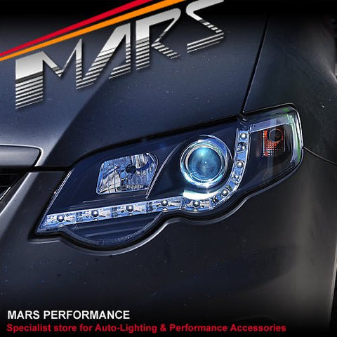 Black DRL LED Head Lights for Ford FPV Series 1 Falcon FG XR6 & XR8 Sedan & Ute - Mars Performance