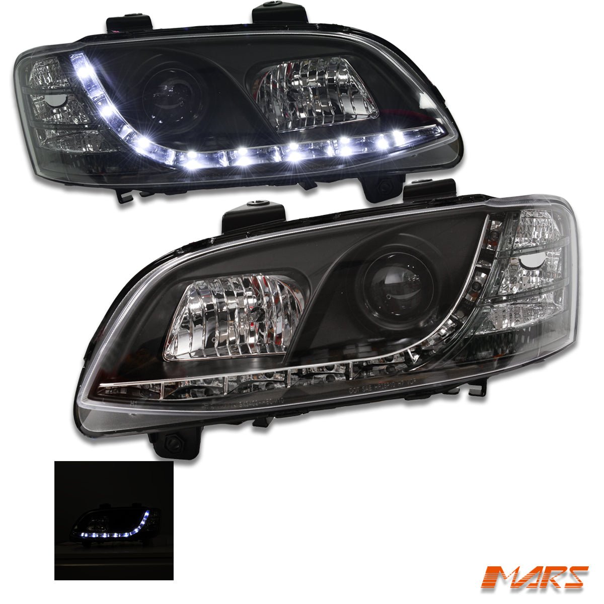 Black DRL LED Projector Head Lights for Holden Commodore & HSV VE Series 2 2009 - 2013 - Mars Performance