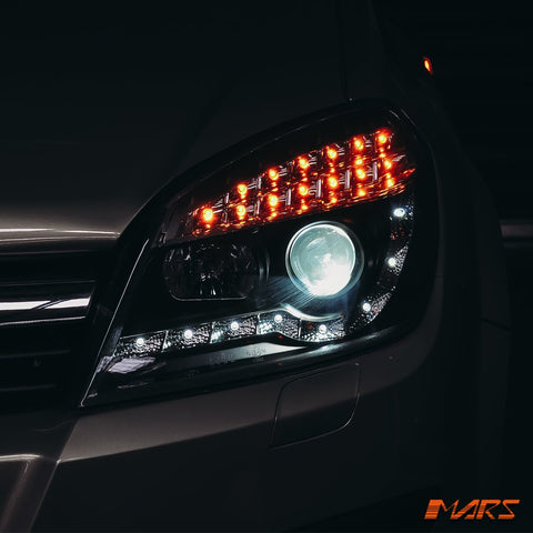 Black DRL LED Projector Head Lights with LED Indicators for Holden Astra H 2004 - 2012 - Mars Performance