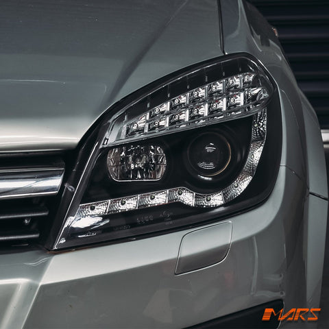 Black DRL LED Projector Head Lights with LED Indicators for Holden Astra H 2004 - 2012 - Mars Performance