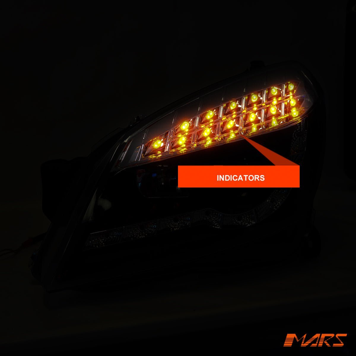 Black DRL LED Projector Head Lights with LED Indicators for Holden Astra H 2004 - 2012 - Mars Performance