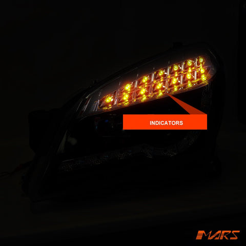 Black DRL LED Projector Head Lights with LED Indicators for Holden Astra H 2004 - 2012 - Mars Performance