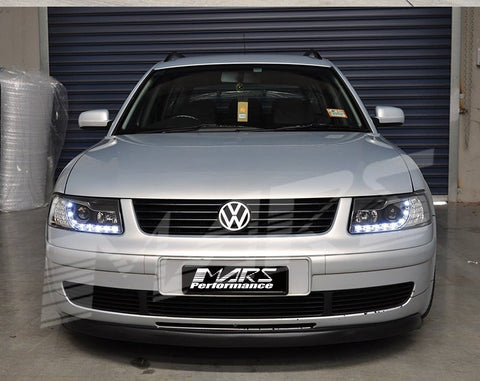 Black DRL LED Projector Head Lights with LED Indicators for VolksWagen VW Passat 1997 - 2000 - Mars Performance