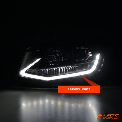 Black DRL LED Real Day - Time Projector Head Lights for VolksWagen VW Transporter T6 2016 - 2020 - Mars Performance