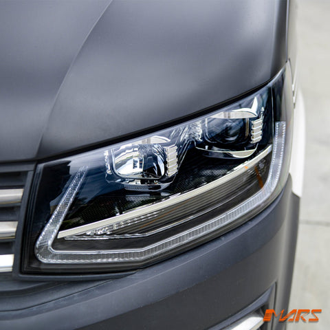 Black DRL LED Real Day - Time Projector Head Lights for VolksWagen VW Transporter T6 2016 - 2020 - Mars Performance
