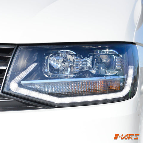 Black DRL LED Real Day - Time Projector Head Lights for VolksWagen VW Transporter T6 2016 - 2020 - Mars Performance