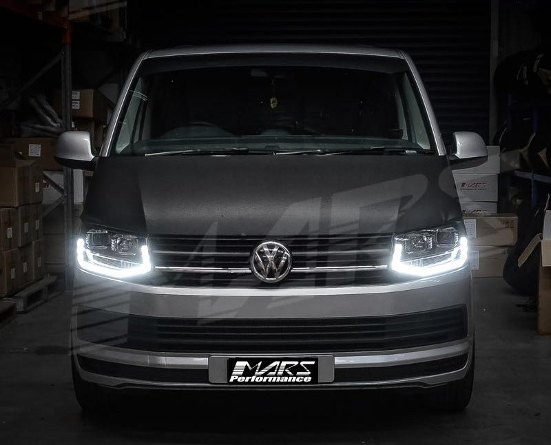 Black DRL LED Real Day - Time Projector Head Lights for VolksWagen VW Transporter T6 2016 - 2020 - Mars Performance