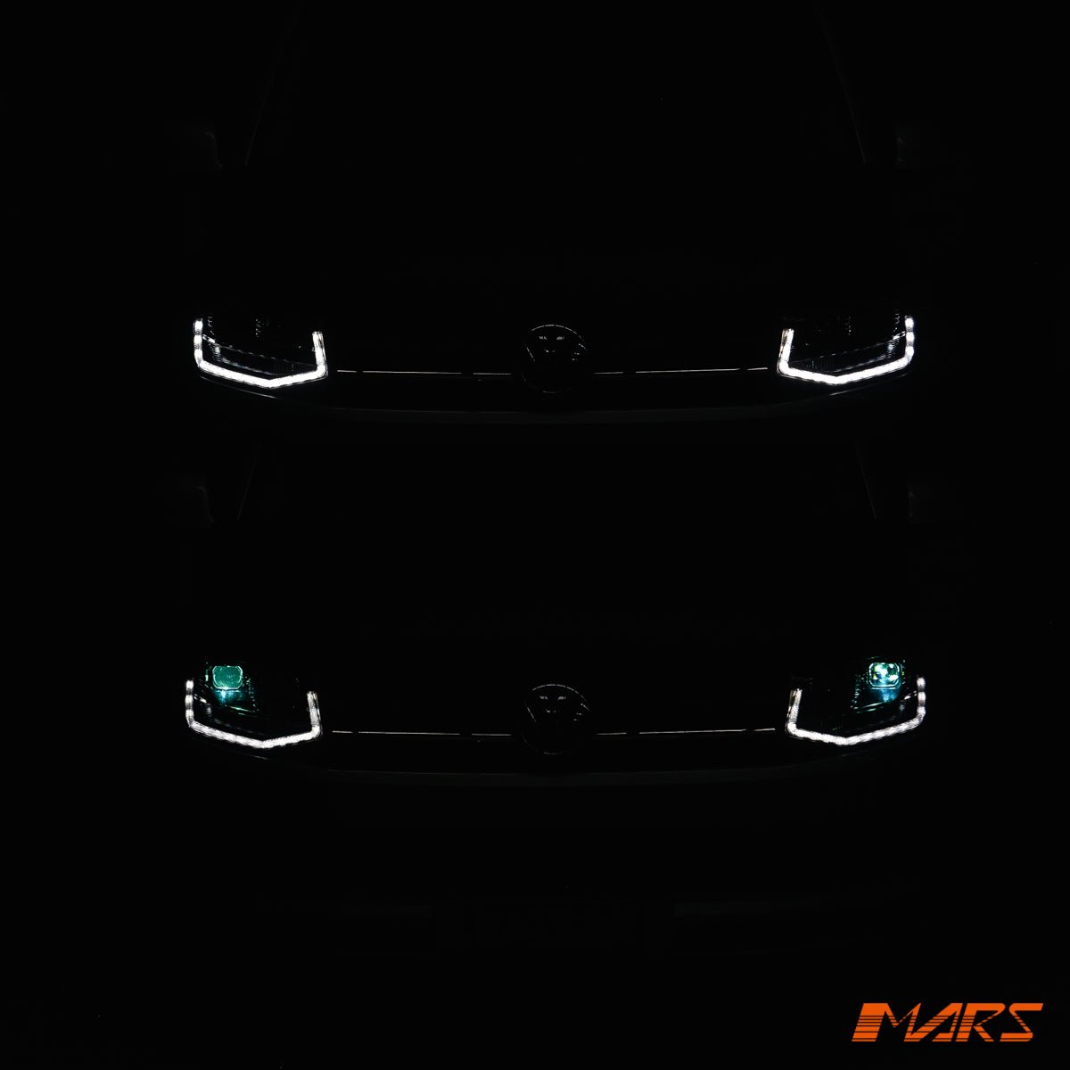 Black DRL LED Real Day - Time Projector Head Lights for VolksWagen VW Transporter T6 2016 - 2020 - Mars Performance