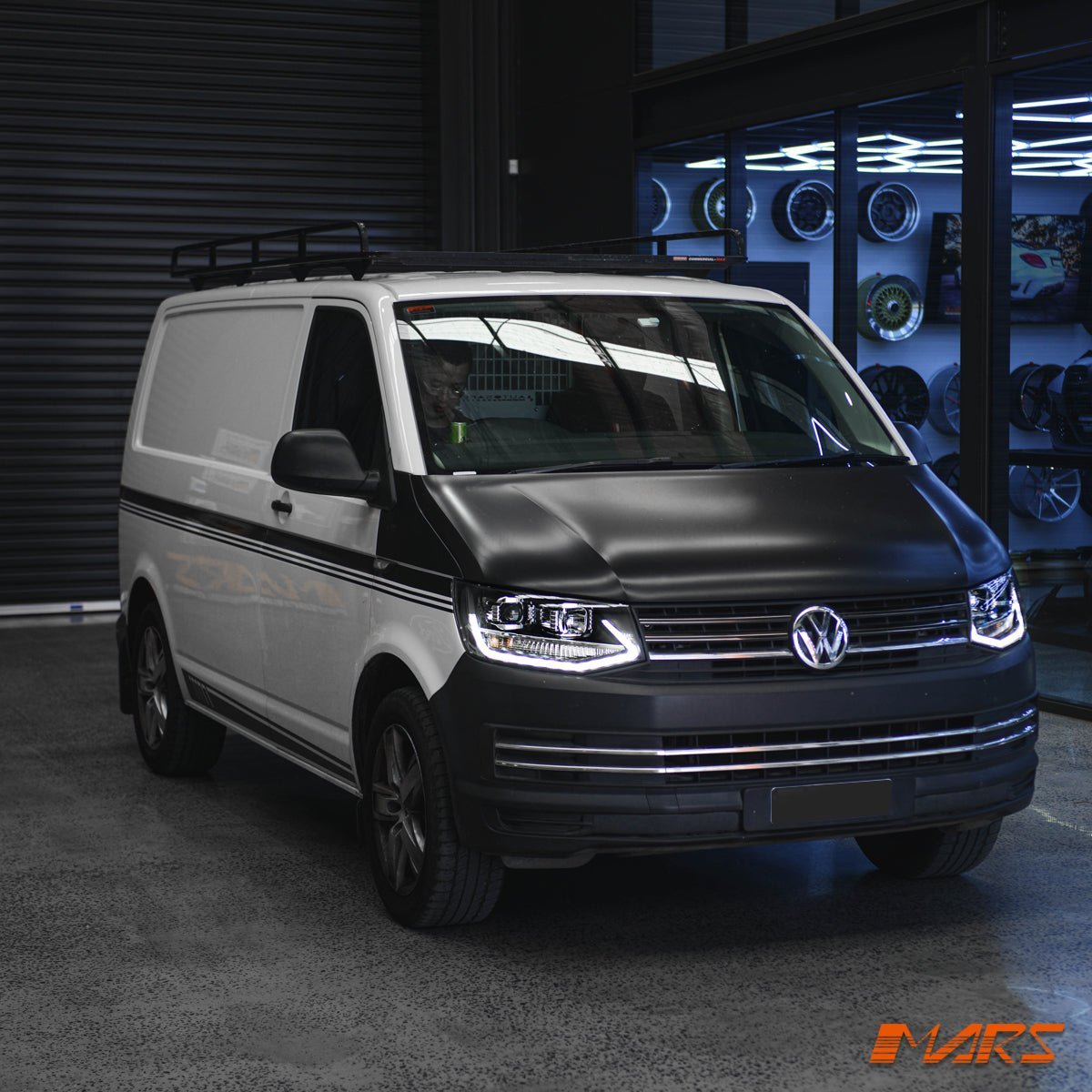 Black DRL LED Real Day - Time Projector Head Lights for VolksWagen VW Transporter T6 2016 - 2020 - Mars Performance