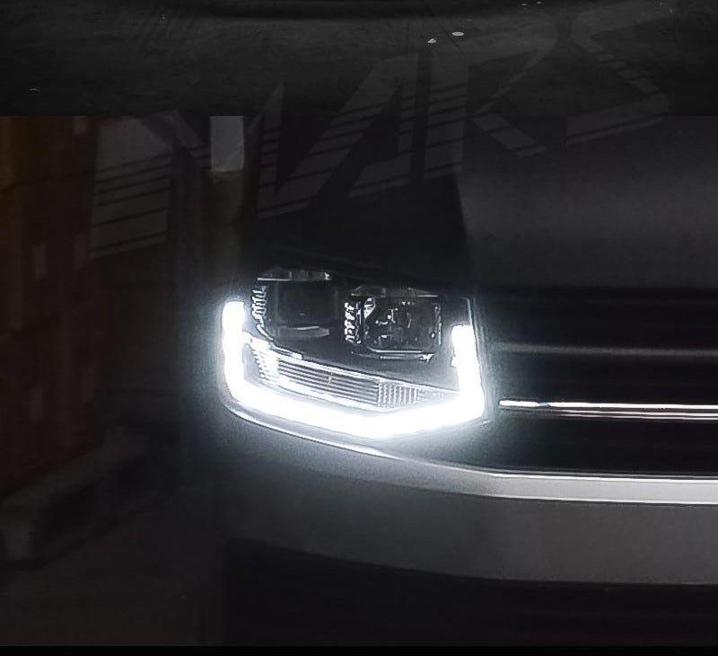 Black DRL LED Real Day - Time Projector Head Lights for VolksWagen VW Transporter T6 2016 - 2020 - Mars Performance