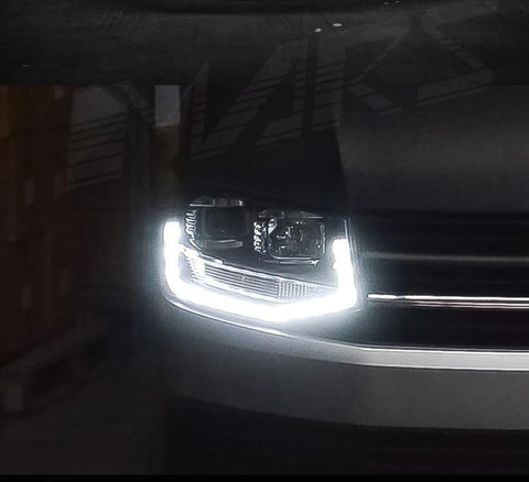Black DRL LED Real Day - Time Projector Head Lights for VolksWagen VW Transporter T6 2016 - 2020 - Mars Performance