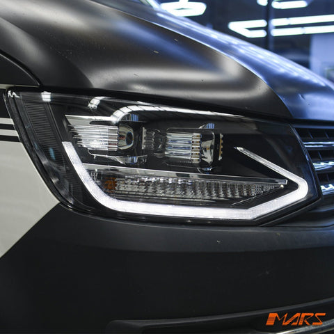 Black DRL LED Real Day - Time Projector Head Lights for VolksWagen VW Transporter T6 2016 - 2020 - Mars Performance