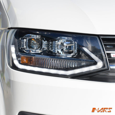 Black DRL LED Real Day - Time Projector Head Lights for VolksWagen VW Transporter T6 2016 - 2020 - Mars Performance