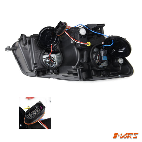 Black DRL Projector Head Lights with Sequential Indicators for Volkswagen VW Caddy 2011 - 2015 - Mars Performance