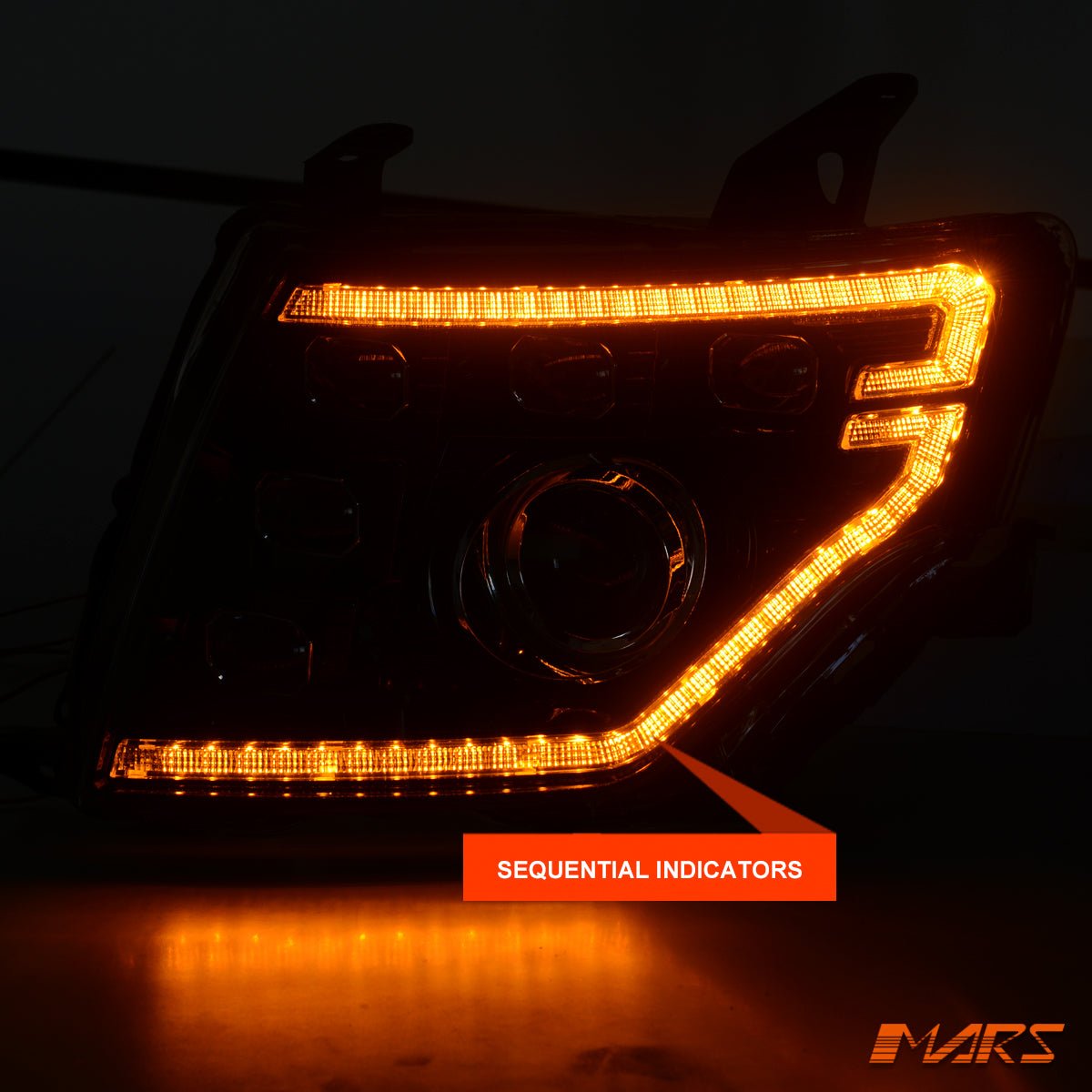 Black DRL Style Full LED Projector Sequential Indicator Head Lights for Mitsubishi Pajero NS NT NW NX 2007 - 2021 - Mars Performance