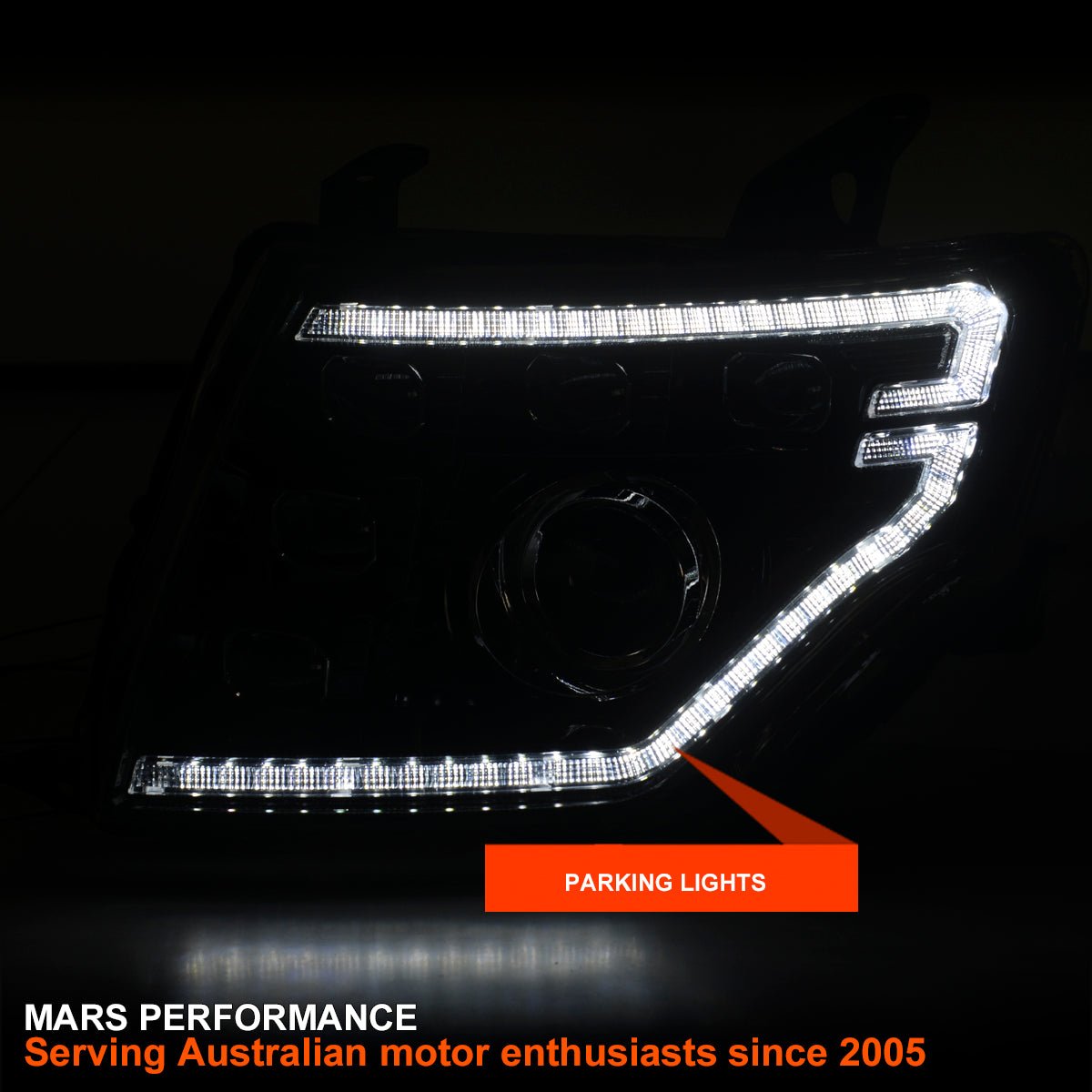 Black DRL Style Full LED Projector Sequential Indicator Head Lights for Mitsubishi Pajero NS NT NW NX 2007 - 2021 - Mars Performance