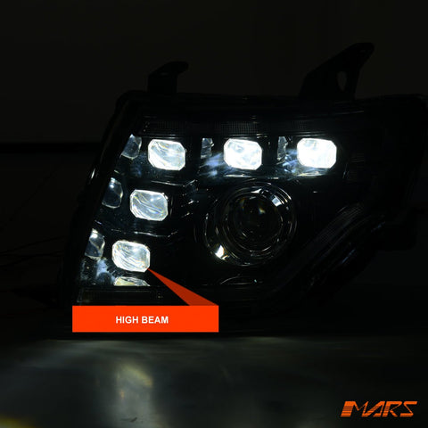 Black DRL Style Full LED Projector Sequential Indicator Head Lights for Mitsubishi Pajero NS NT NW NX 2007 - 2021 - Mars Performance
