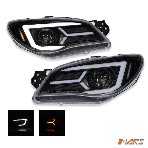 Black Dual Beam Projector Head Lights with LED Sequential Indicators for Subaru Impreza 2005 - 2007 - Mars Performance