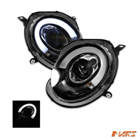Black F56 Style 3D LED Bar DRL Dual Beam Projector Head Lights for Mini Cooper R55 R56 R57 R58 R59 2007 - 2013 (Replace Factory Halogen Model) - Mars Performance