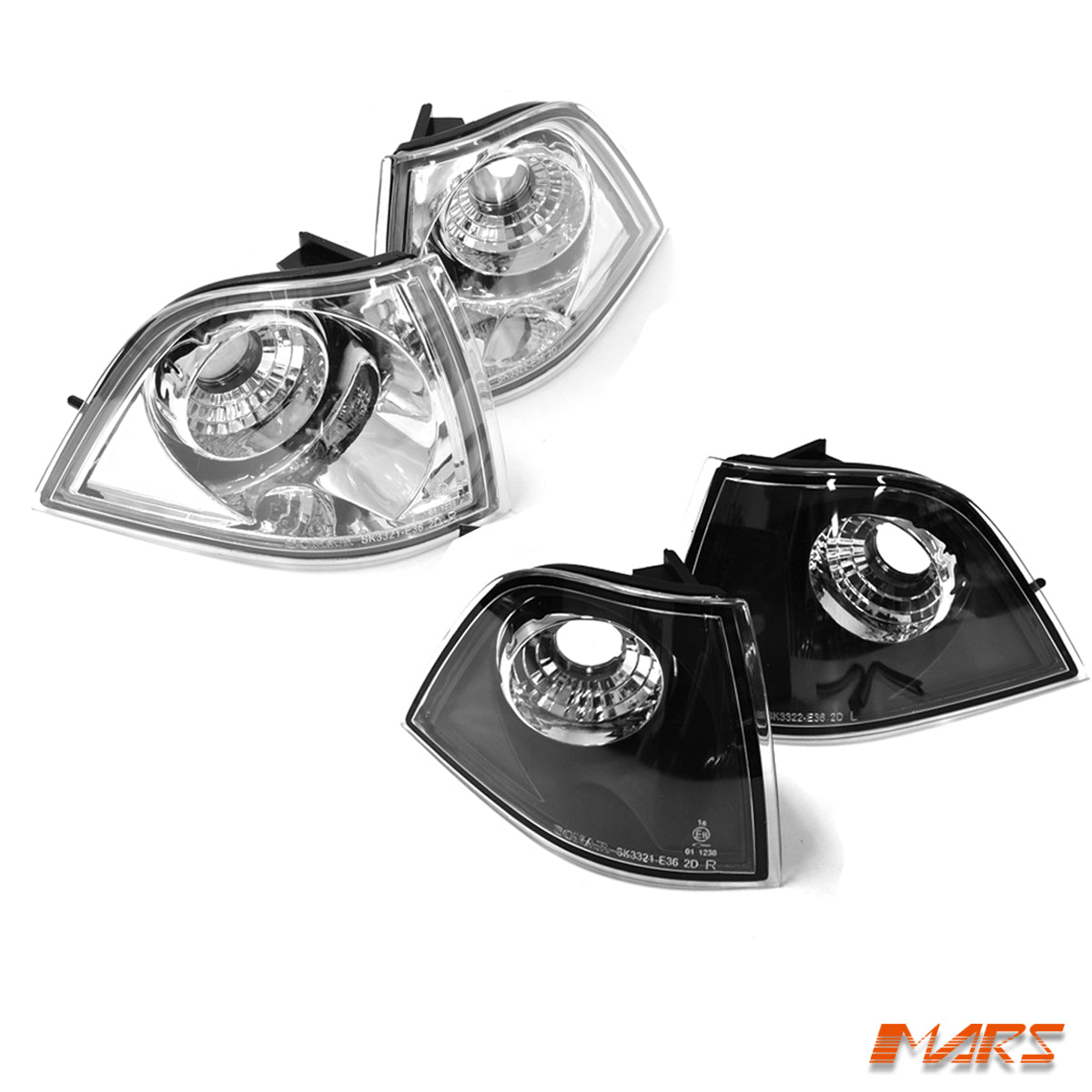 Black Front Bumper Bar Turn Signal Indicator Corner lights for BMW E36 3 - Series 2 doors Coupe 1992 - 1999 - Mars Performance