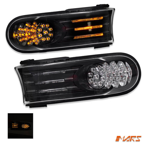 Black Front Full LED Corner Turn Signal Indicator Lights For Toyota FJ - Cruiser 2006 - 2022 - Mars Performance