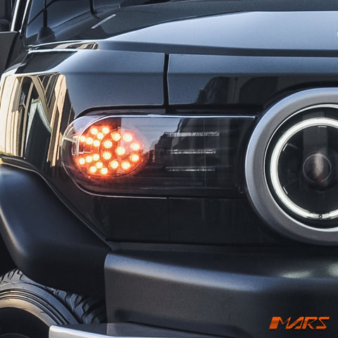 Black Front Full LED Corner Turn Signal Indicator Lights For Toyota FJ - Cruiser 2006 - 2022 - Mars Performance