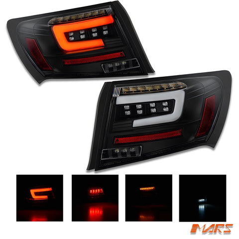 Black Full LED 3D Stripe Bar Tail lights with Sequential Indicators for Subaru Impreza Sedan 2007 - 2013 & WRX / STI - Mars Performance
