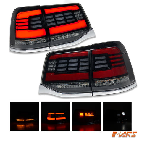 Black Full LED Tail Lights with Sequential Indicators for TOYOTA LANDCRUISER FJ200 LC200 200 Series 2015 - 2020 - Mars Performance