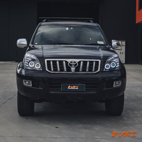 Black High Power Angel Eyes Projector Head Lights for Toyota LANDCRUISER Prado 120 Series LC120 FJ120 2003 - 2009 - Mars Performance