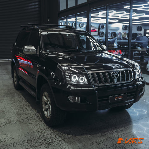 Black High Power Angel Eyes Projector Head Lights for Toyota LANDCRUISER Prado 120 Series LC120 FJ120 2003 - 2009 - Mars Performance