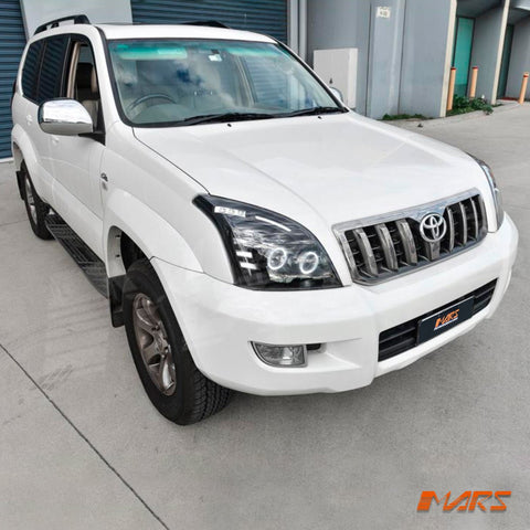 Black High Power Angel Eyes Projector Head Lights for Toyota LANDCRUISER Prado 120 Series LC120 FJ120 2003 - 2009 - Mars Performance