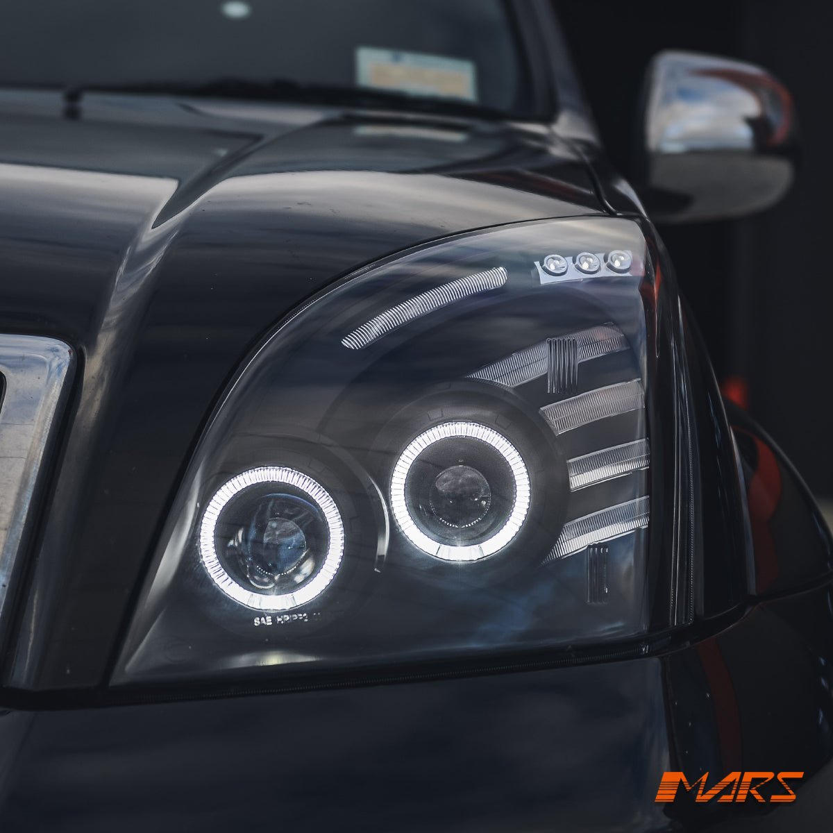 Black High Power Angel Eyes Projector Head Lights for Toyota LANDCRUISER Prado 120 Series LC120 FJ120 2003 - 2009 - Mars Performance