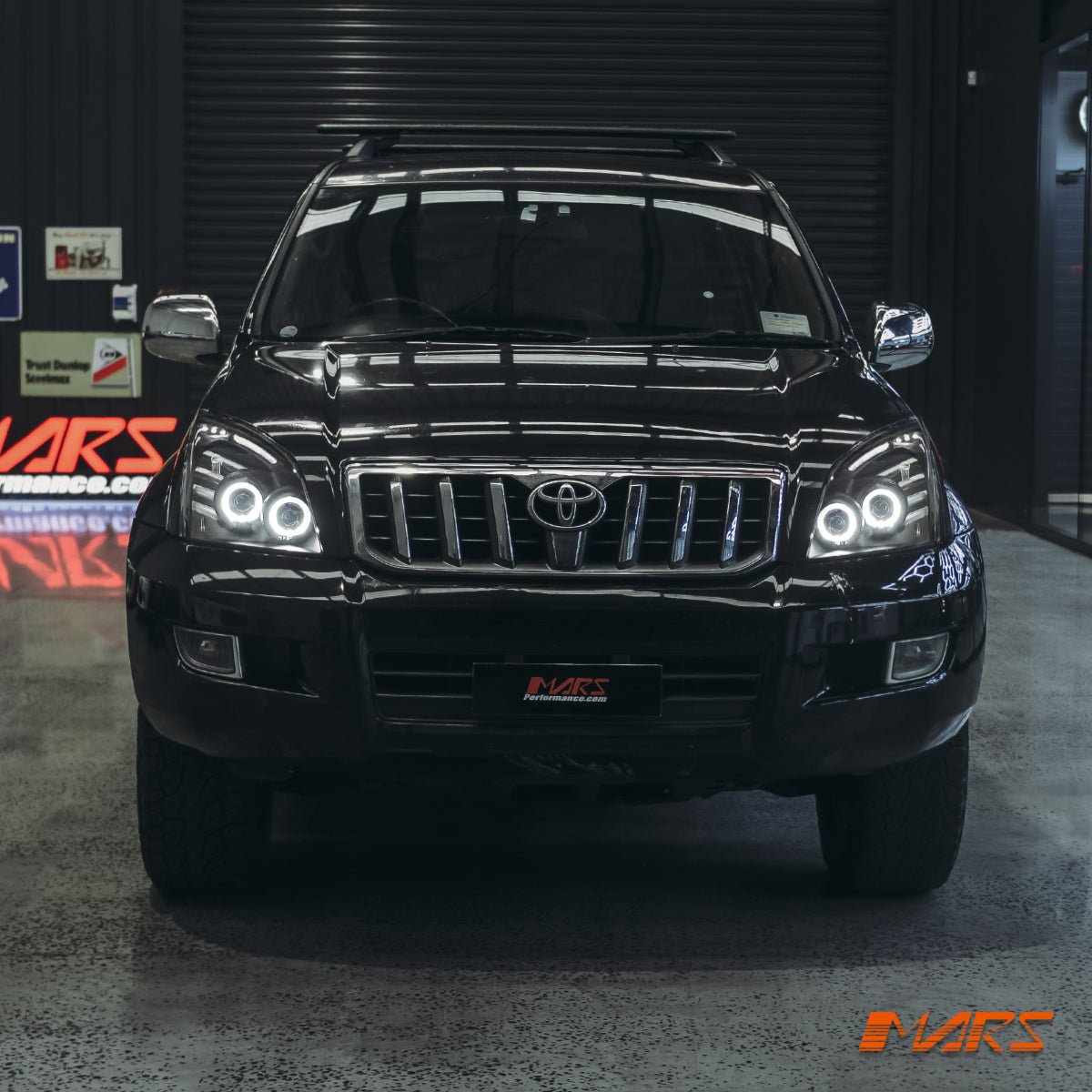 Black High Power Angel Eyes Projector Head Lights for Toyota LANDCRUISER Prado 120 Series LC120 FJ120 2003 - 2009 - Mars Performance