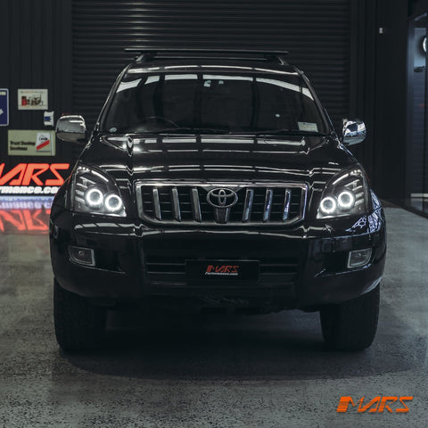 Black High Power Angel Eyes Projector Head Lights for Toyota LANDCRUISER Prado 120 Series LC120 FJ120 2003 - 2009 - Mars Performance
