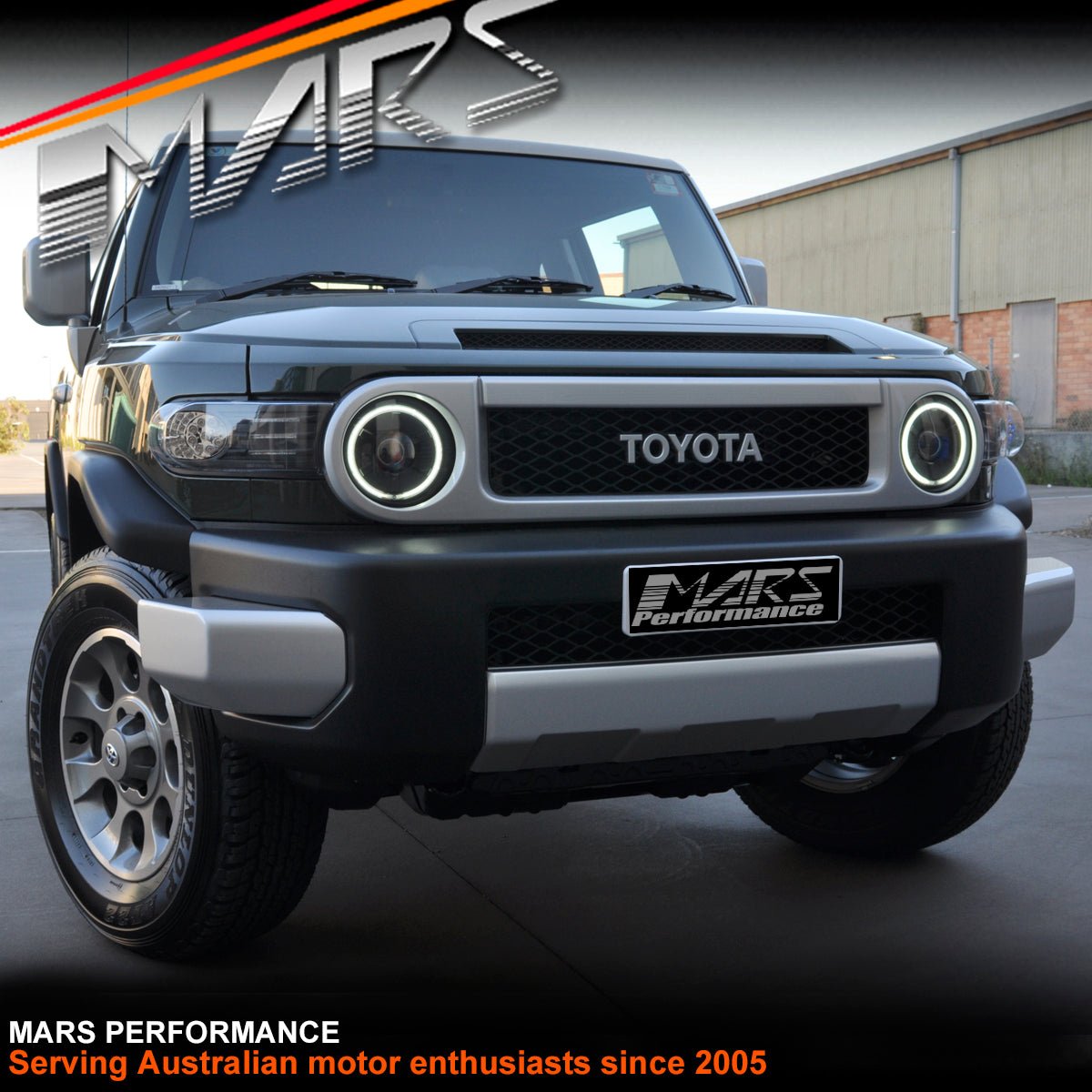 Black High Power LED Angel Eyes Dual Beam Projector Head Lights for Toyota FJ - Cruiser 2006 - 2022 - Mars Performance