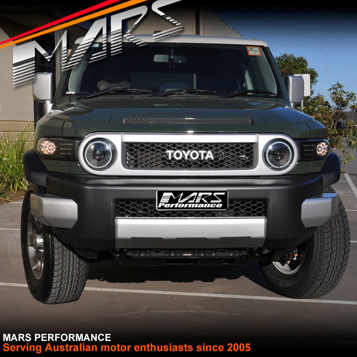 Black High Power LED Angel Eyes Dual Beam Projector Head Lights for Toyota FJ - Cruiser 2006 - 2022 - Mars Performance