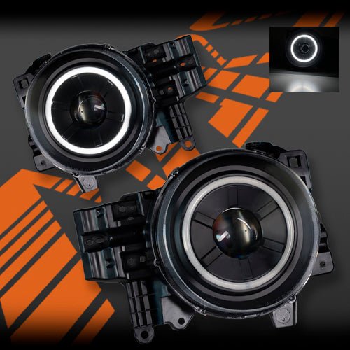 Black High Power LED Angel Eyes Dual Beam Projector Head Lights for Toyota FJ - Cruiser 2006 - 2022 - Mars Performance