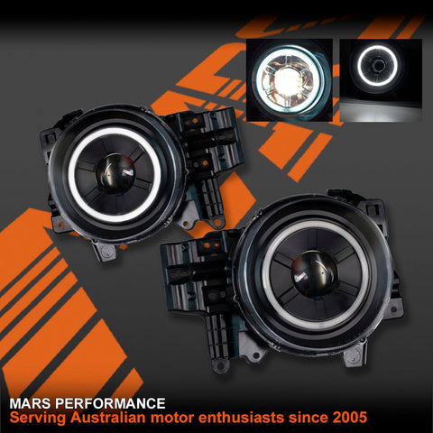 Black High Power LED Angel Eyes Dual Beam Projector Head Lights for Toyota FJ - Cruiser 2006 - 2022 - Mars Performance